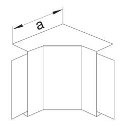 Product Drawing 13 x 24 mm, lengte 2,10 m, 1 scheidingsschot Binnenhoek ABS