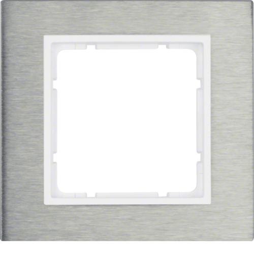 10113609 Plaque de recouvrement 1 poste,  B.7, acier inoxydable/blanc polaire