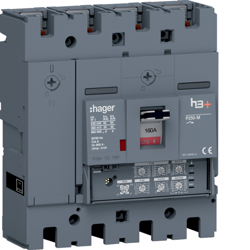HMT161JR Disjoncteur Boitier Moulé h3+ P250 LSI 4P4D N0-50-100% 160A 50kA FTC